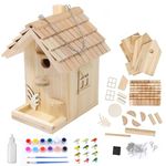 Rioychan Wooden Birdhouse Kit for Adults to Build, DIY Bird House for Outside Woodworking Adult Crafts, Hanging Birdhouse for Garden, Yard (Wood, 8.5in/21.6cm)