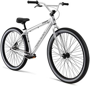 Mongoose Hooligan AL Adult BMX Bike, 29x3-Inch Wheels, Lightweight Aluminum Frame, Single Speed, Disc Brakes, Silver