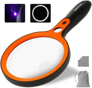 Large Magnifying Glass with 36 LED Light, 10X 20X 45X Handheld Illuminated Lighted Magnifier with 1 UV Light for Seniors Reading, Inspection, Coins, Exploring Close Work