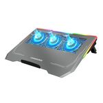 LIANGSTAR Laptop Cooling Pad, Aluminum-Alloy Gaming Laptop Cooler 8 Modes RGB Light for 10-17.3 Inch Notebook, Light Weight Stand with 3 Height Adjustable, 2 USB Ports & Type-C, Control Fan Speed