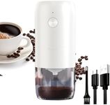 Coffee Grinder XVersion Electric Espresso Grinder Wireless Portable Coffee Bean Grinder with Cleaning Brush and Removable Bowl,Adjustable Coarseness Grind Setting and USB Rechargeable - Pearl White