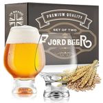 Wrenbury Fjord Belgian Stemmed Beer Glasses Set of 2 Gift Sets, 640ml Large Pint Glasses for Men, Suitable for Aromatic Craft Beers and Ales