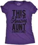 Womens This Is What An Amazing Aunt Looks Like T shirt Funny Family Tee For Ladies (Heather Purple) - XXL