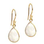 Gempires Rainbow Moonstone Earrings, Teardrop Crystal Earrings, Pear Shape Dangle Drop, Natural Gemstone Earring, June Birthstone, Everyday Wear, Hypoallergenic 14k Gold Plated, Gift for Mom