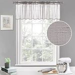 MIULEE Half Window Linen Sheer Curtain Valance Elegant Short Semitransparent Rod Pocket Drapes for Kitchen Cafe 1 Panel 60 x 18 Inch, Light Grey