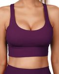 Grace Form Strappy Sports Bra for Women Padded Push Up Sports Bra Athletic Running Sports Bra Workout Bra Yoga Bra, 11-dark Purple, L