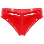 CHICTRY Women Shiny Metallic Panty Briefs Panties High Cut Thong Ballet Dance Underwear Shorts 4# Red L