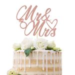 Sotpot 1 Pack Mr Mrs Cake Topper, Rose Gold Glitter Love Mr Mrs Cake Pick Wedding Party Decorations Bridal Shower Wedding Cupcake Decoration Party Supplies