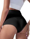 BZB Women's High Waist Yoga Shorts Gym Workout Booty Dance Hot Pants Athletic Butt Lifting Sports Leggings (Black,Medium)