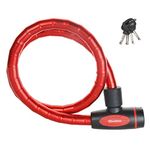 Master Lock Bike Cable Lock [Key] [1 m Cable] [Outdoor] [Red] 8228EURDPRORED - Ideal for Bike, Electric Bike, Skateboards, Strollers, Lawnmowers and other Outdoor Equipments