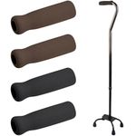 4 Pieces 4.35x1.3x1.3 Inches Cane Grip Replacement Cane Grip Foam Cane Handle Grip Replacement Offset Cane Grips Walking Cane Hand Grip Foam Handle for Cane Bicycle Handlebars, Black and Brown