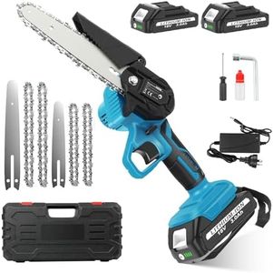 Mini Chainsaw Cordless 4 Inch & 6 Inch, ARyee Handheld Electric Chain Saw with 2 Batteries, Copper Motor, 18V 3Ah Battery Powered Chainsaw for Wood Cutting Trimming