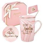 DONGSHANGIFT Best Auntie Ever Mug Best Auntie Coffee Mug Birthday Mothers Day Christmas Gifts Set for Aunt Auntie from Nephew Niece Meaningful Gifts 14oz Gift Box Set(Pink-Best Auntie)