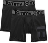 Tommy John Men’s Underwear, 360 Sport Trunks Hammock Pouch, Mid-Length 6" Inseam, Moisture Wicking Underwear, Soft Breathable Waistband Boxer Briefs Mesh Quick Dry (Black, Small)