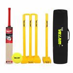 THE VILLAIN Sturdy Wooden Tennis Cricket Bat | Full Size | Bat, Ball, Wicket Set & Kit Cover | Ultimate Choice for The Elite Players | (Pack of 4)