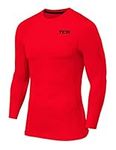 TCA Boys' Long Sleeve Compression Shirt, Athletic Workout Sports Undershirt Base Layer Top - High Risk Red, My 8-10 Years