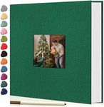 EJBLFE Large Photo Album Self Adhesive for 4x6 5x7 8x10 Photos with Window Linen Cover DIY Scrapbook, 40 Pages with Metal Pen and Plastic Plate, Perfect for Storing Memories (Dark Green)