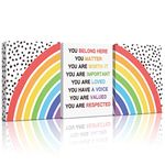 Rainbow Motivational Art Print, Office Lettering Quote Wall Art Dots Poster Set of 3 Pieces (11.8X15.6inch) Canvas Colorful Painting With Framed Ready to Hang for Nursery Classroom Decor