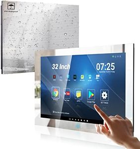 Haocrown 32 Inch Smart Touch Screen Mirror TV for Bathroom 1080P Waterproof TV ATSC Tunner Android 11.0 for Hotel Shower Spa,Built-in Speakers,Wi-fi and Bluetooth,500 cd/㎡ High-Brightness,Model 2024