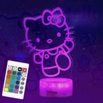 LOUHH Kitty Lamp, 3D LED 16 Color Intelligent Remote Control Night Light for Children's Room Decoration, Cat Gifts for Girls, Christmas Gifts, Children's Birthday Gifts