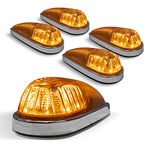 Amber LED Teardrop Cab Marker Lights Kit [Chrome Base] [DOT FMVSS 108] [SAE P2PC] [Universal Fit] Teardrop Cab Lights for Truck RV Van Ford F250 F350 Dodge Chevrolet Silverado Ram