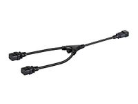 Monoprice Heavy Duty Splitter Power Cord - 2 Feet - Black | 2X IEC 60320 C19 to IEC 60320 C20, 12AWG, 20A, SJTW, 100-250V