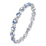 Jecanori Magnetic Bracelet for Women - Titanium Steel Brazaletes with 15 Powerful Magnets (Each 3500 Gauss) Included Removal Tool in a Gift Box, Blue Love Heart