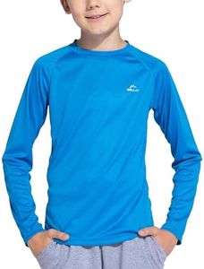 Willit Boy's UPF 50+ Sun Protection Shirt Long Sleeve Rash Guard Swim Shirts Youth SPF Fishing Quick Dry Shirt Brilliant Blue L