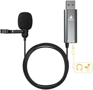 MAONO USB Lavalier Microphone with Headphones Jack, Omnidirectional Computer Lapel Clip Mic for Recording, Gaming, Streaming, Podcasting, YouTube, Skype, PC, Laptop, Mac, AU-UL20