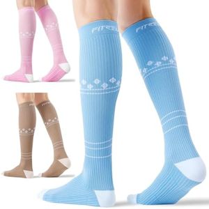 FITRELL 3 Pairs Compression Socks for Women and Men 20-30mmHg - Support for Travel, Running, Nurse, Knee High, Neopolitan S/M