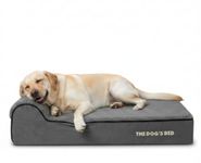 The Dog’s Bed Orthopedic Memory Foam Dog Bed with Headrest, Calming Surface – CertiPUR-Certified Foam, Plush Fabric, Grey Plush, Large, 6-Inch