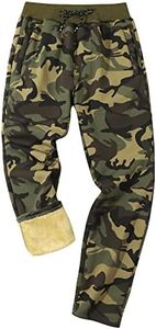 Gihuo Men's Winter Warm Fleece Pants Sherpa Fleece Lined Jogger Pants Sweatpants(GreenCamo-XXL)
