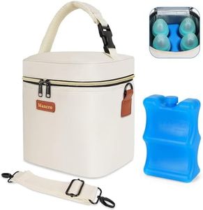 Mancro Breastmilk Cooler Bag for Travel, Fits 4 Baby Bottles Up to 9 Ounce, Baby Bottle bag with Ice Pack, Insulation Breast Milk Cooler Travel, Cream