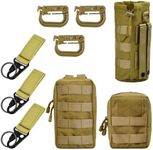 Bezavea Molle Pouches 3 Pack, Water Bottle Pouch, Tactical Pouch, Tactical Molle Admin Pouch, Waist Bag Fanny Packs for Sports Hiking Camping, Universal Outdoor Waist Bag, Military Backpack (Khaki)