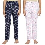 ARIEL Women's Cotton Printed Pyjama Pack of 2(AR-W-PJ(PS)-S-P2-(Blue Print+Pink Print)_Multicolor_S)