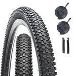 2 Pack Mountain Bike Tyre 24/26/27.5/29 Inch Foldable Replacement Bicycle Tyres 24x1.95 26x1.95 27.5x2.125 29x2.125 with 2 Bike Tyre Inner Tubes Schrader Valve