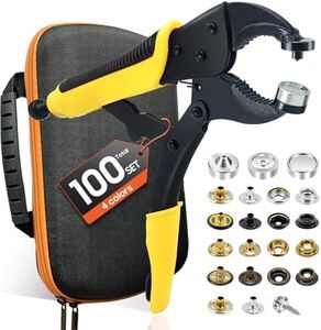 Heavy Duty Snap Fastener Tool kit, Punching Function, Snap Button Tool with Adjustable Setter, 15mm snap Tool with 100 Sets Boat Cover Snaps