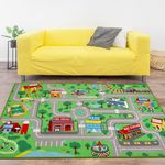 Capslpad Kids Play Rug for Playroom 5.2x3.3 ft Town City Road Map Car Mat Play Mat Educational Learning Carpet Area Rug for Boy Girl Toddler Bedroom Playroom