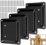 4" x 4" Wood Post Plate Connector, 4 Pcs Wood Fence Post Anchor Base, Deck Porch Railing Support Base, Powder-Coated Decking Post Base (4)