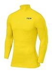 TCA Men's Pro Performance Compression Base Layer Long Sleeve Top - Mock Neck - Sonic Yellow, S
