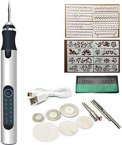 Engraving Pen Electric Engraving Tool Kit Rechargeable Mini Engraver Etching Pen DIY Micro Engraver Etching Pen Cordless Rotary Tool for Carving Glass Wood Metal Stone Plastic Jewelry (silver)