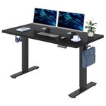 FLEXISPOT 160x80cm Electric Standing Desk Height Adjustable ONE PIECE Sit Stand Up Desk with Memory Smart Pannel (Black Frame+Black Desktop)