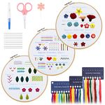 Beginners Embroidery Stitch Practice kit, 3 Sets Embroidery Kit to Learn 30 Different Stitches for Craft Lover Hand Stitch with Embroidery Fabric with Embroidery Skill Techniques for Adults Kids