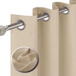 funky gadgets Blackout Curtains Super Soft Thermal Insulated Ring Top Silver Window Curtains Eyelet Blackout Curtains for Living Room Bedroom 46 x 72 Inch Beige 2 Panels