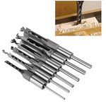 6Pcs Woodworking Square Hole Drill Bits Wood Square Hole Drill Bit Sets Wood Mortice Chisel Cutter Bit Kits Auger Rotation Drill Bit Wood Tool