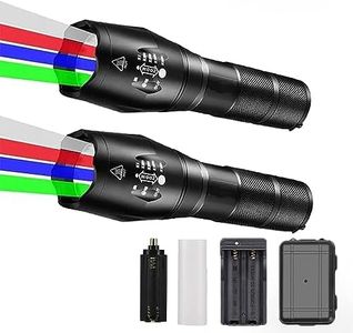 WINDFIRE Rechargeable LED Flashlight, 4-in-1 RGBW Tactical, Zoomable, Waterproof, 200m Light Path, 2 Pack