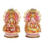 KSI Laxmi Ganesh Eco-Friendly Pair Murti,Idol Statue for Diwali Decoration Items for Home Decor Mandir Temple Pooja Room Table Office Gifts, Made by Mitti Terracotta Clay (L 9 x W 5.5 x H 15 CM)Fabric