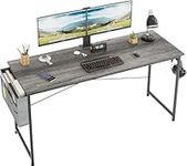 COTUBLR 55 Inch Computer Desk, Home Office Desk, Simple Modern Large Desk for Bedroom, Writing Desk with Storage Bag, Study Table for Students, Grey Oak