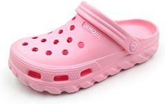 Amoji Garden Clogs Shoes Garden Shoes Outdoor Slippers Gardening Shoes Summer Water Clogs Yard Shoes Adult Male Female AA1521 Pink Size 8 Women/7 Men