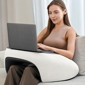 Olumoon Reading Pillow, Lap Desk Pillow for Adult, Memory Foam Reading Pillows for Gaming, Arm Rest Pillow for Working, Back Pillow for Crocheting, Playing Game or Siting in Bed, Floor, Sofa (White)